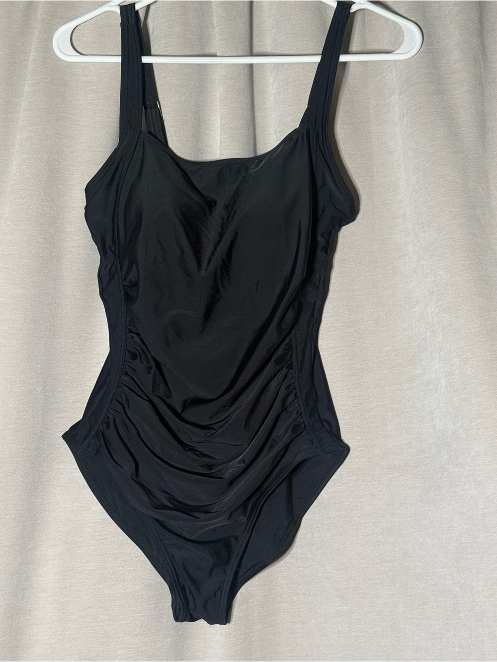 Classic Black Ruched One-Piece Swimsuit - Size 8